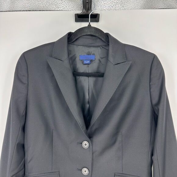 J. Crew Womens Blazer Wool Size 4 Super 120s Black Classic - Picture 3 of 9